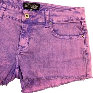 Purple Acid Wash Cut Off Shorts